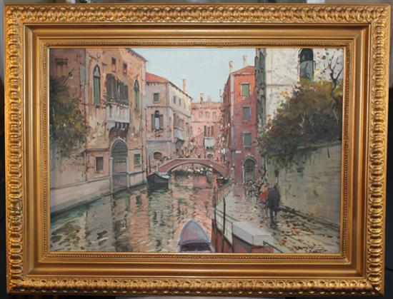 Raimondo Roberti (1947-) Venetian canal scene, 18.5 x 26.5in.